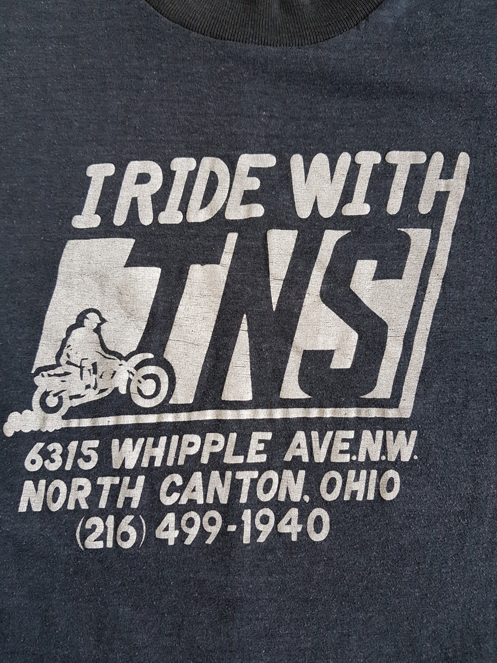 Vintage 80s/90s I Ride With TNS North Canton, Ohio Promo T-Shirt SINGLE STITCH - Picture 3 of 10